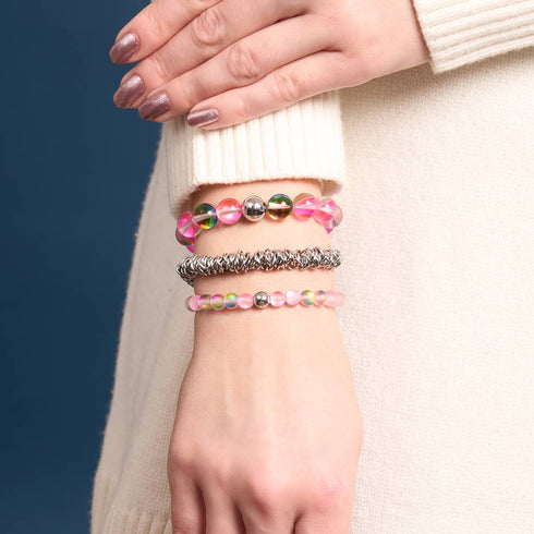 Unicorn Pink | Silver | Mermaid Glass Bead Bracelet